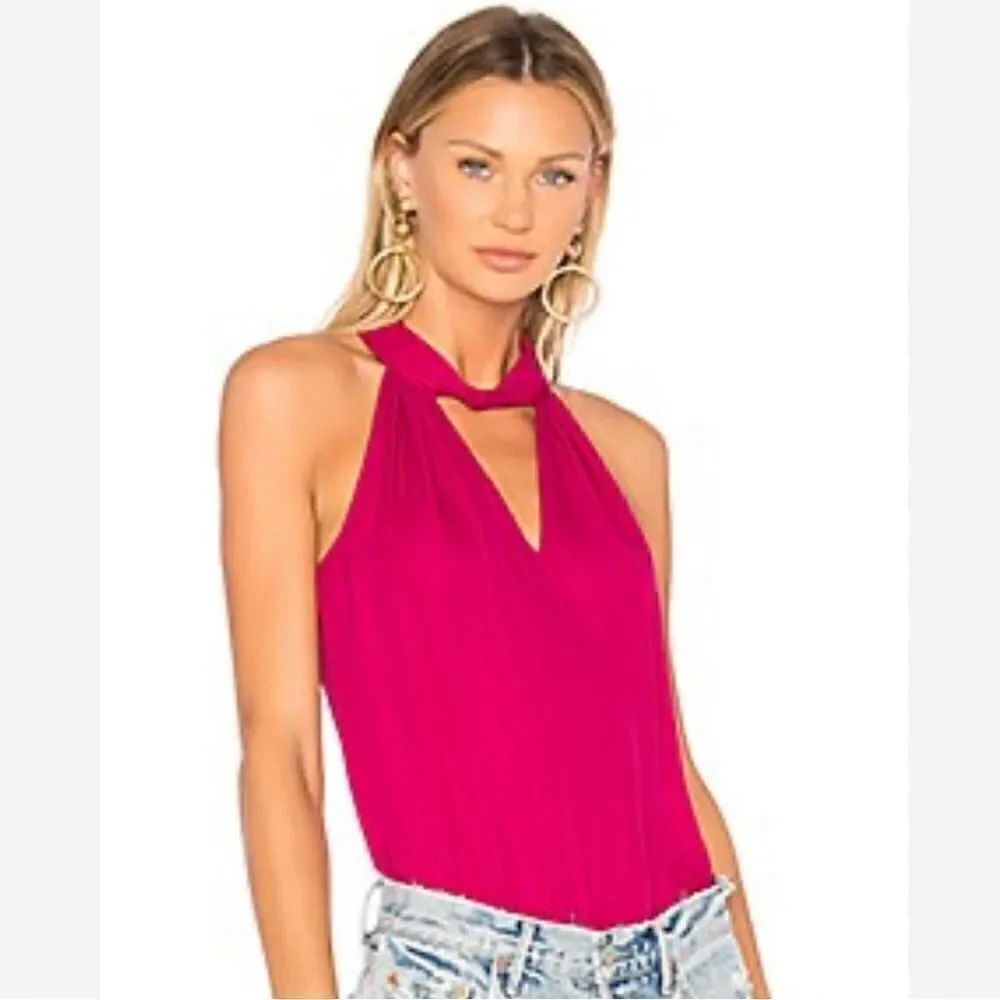 NWT RAMY BROOK Trinity Halter-Neck Sleeveless Blouse Medium Radia Pink Revolve